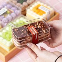 Boîte à desserts en plastique transparent Ps de haute qualité avec couvercle conteneur à gâteau pour biscuit à dessert