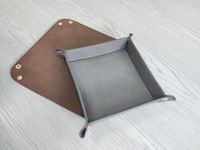 Vide-Poche Pliable en Similicuir Gris, Effet Noyer Tanné, Personnalisable au Laser, Idéal pour Monnaie et Petits Objets