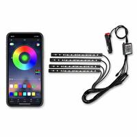 Kit de Tiras LED RGB para Interior de Coche SHIZI, Control por Aplicación, 4 Piezas, Luz Ambiental Flexible, Controlador para Salpicadero y Reposapiés, OEM