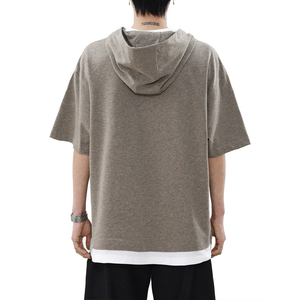 Sudadera con Capucha KingSen de Corte Holgado, Hombros Caídos, Manga Corta, Cuello en V, Suave y Casual para Hombre, Estilo Urbano - Product Image 5
