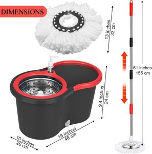 360 Degree Spin Eco-Friendly Steel Microfiber <b>Mop</b> Barrel Set Magic <b>Handle</b> Double-Drive Hand Pressure Rotating Head 90%-100% - Product Image 2