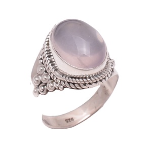 Bague en argent sterling 925 de style classique, pierre précieuse en quartz rose massif pour fête de mariage ou anniversaire Fournisseur de haute qualité - Product Image 1