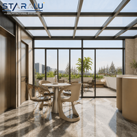 Véranda en aluminium et verre avec structure résistante à la corrosion et à faible entretien pour extension de café commercial, magasin de détail, devanture de commerce