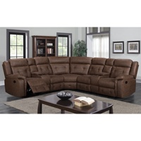 Elektrisches Modernes Ausziehbares Schwenk-Ecksofa-Set mit Massage, Kühlung, Fernbedienung, Getränkehalter, Stoffbezug und Massivholz