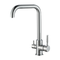 Robinet mélangeur de cuisine purificateur d'eau en laiton à double poignée, à montage sur plan, avec cartouche céramique, finition polie, pour salle de bain moderne