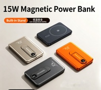 Batterie externe portable PD20W à charge rapide 10000 mAh, mini batterie externe magnétique sans fil 15W 5000 mAh avec affichage LED numérique et support pliable