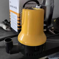 Pompe submersible 12V/24V CC à fil de cuivre pour drainage de bateaux/yachts, irrigation, petite, jaune, câble de 2,5m/1,2m, tuyau de refoulement de 1 pouce