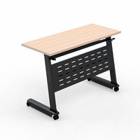 Bureau de réunion mobile moderne pliable avec plateau rabattable, table de conférence pliante en métal avec roulettes