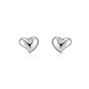 Corazon en forma de pendientes silver color heart stud Female ear piercing earrings heart shaped earrings women