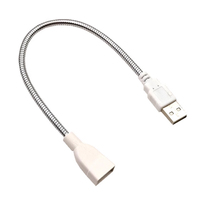 Cable de Extensión USB Metálico Flexible, Lámpara USB, Tubo Flexible, Lámpara de Escritorio, Diámetro de la Manguera Metálica 6MM, Blanco