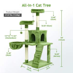 Menara pohon kucing kayu alami, menara panjat kucing stabil, mainan gantung & kondominium, furnitur hewan peliharaan untuk kucing dewasa - Product Image 4