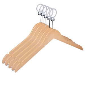 Cintres d'hôtel en bois <span class=keywords><strong>antivol</strong></span> personnalisés pour pantalons et jupes Clips métalliques antidérapants Rangement de vêtements de garde-robe moderne à un niveau - Product Image 6