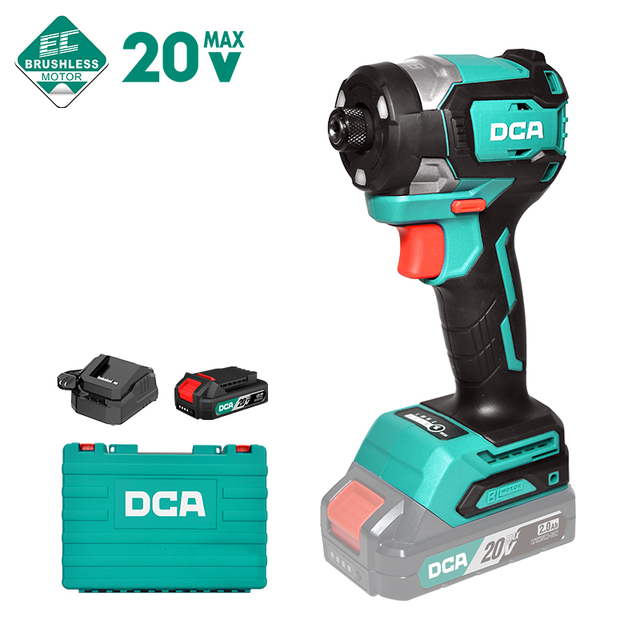 DCA Battery Chargeable Portable 20V Cordless Impact Driver Drill Brushless Impact Driver for Popular Use