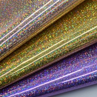 En stock – Tissu en cuir PU laser irisé pailleté 0,7 mm, résistant à l'abrasion, pour sacs, accessoires vestimentaires, trousse de maquillage – Largeur 54/55 pouces