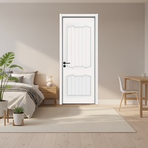 ราคาโรงงาน ประตูไม้จริง WPC PVC สำเร็จรูป ทันสมัย กันน้ำ สีขาว สำหรับห้องนอน ห้องน้ำ ฮาซอน - Product Image 6