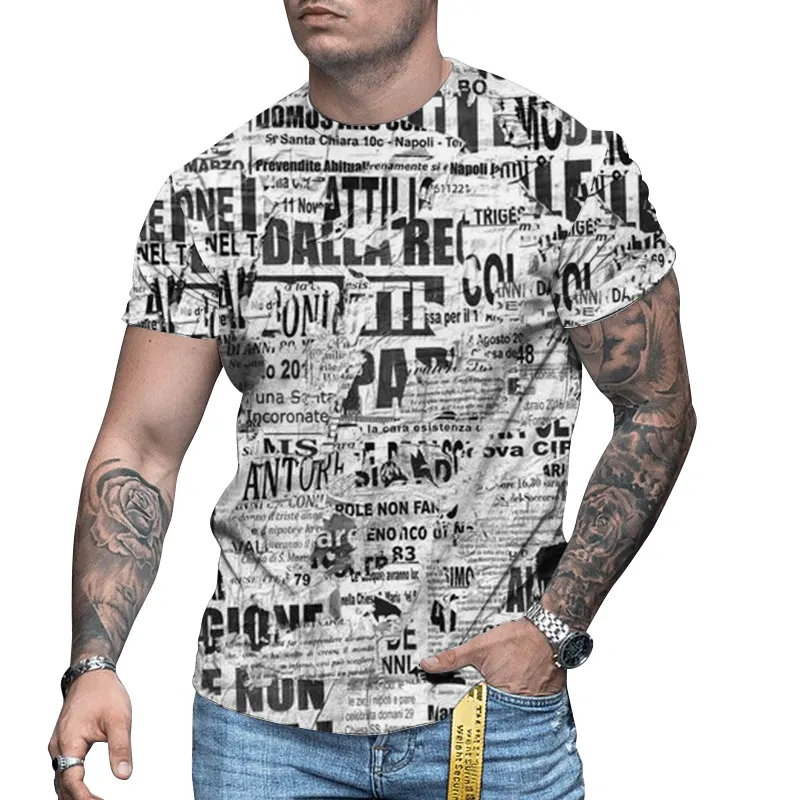 Custom Design Graphic Men's Short Sleeve T-shirt Pattern 3d Design T-shirt Gym Shirt Men