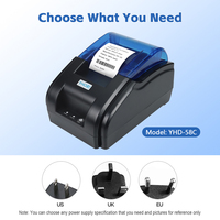 YHD-58C Printer termal tanpa kabel, Printer tanda terima 58mm, koneksi USB Bluetooth, untuk restoran, toko dapur