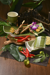 レストランプレート寿司天ぷらバーベキュー用グリーンカラー曲線長方形特別デザイン - Product Image 4