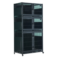 Modulaire stapelbare dierenkooi van ijzer, plastic en hout, extra stevig, voor honden en katten, geschikt voor trim, onderdak en gebruik in dierenklinieken.