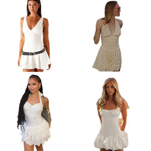 Robe d'été décontractée pour femmes, en tricot patchwork, sans manches, mini-robe avec fermetures éclair, tenue de fête de vacances, haute qualité, vente chaude - Product Image 1