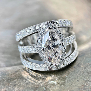 Nuovi Anelli di Lusso a Tre Strati con Zirconi a Forma di Marquise, Ornamenti Eleganti in Stile Europeo e Americano per Feste - Product Image 3