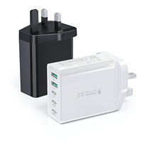 Chargeur USB HNT 60W 5-en-1, chargeur rapide, prise murale UK, chargeur USB-C multiport Type C à charge rapide pour iPhone 17/16/15/14