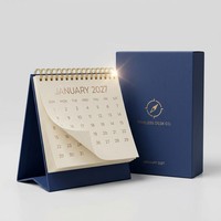Calendrier de bureau personnalisé de luxe avec estampage à chaud en or rose, reliure spirale, papeterie, cadeau de bureau, impression de calendrier de bureau personnalisé