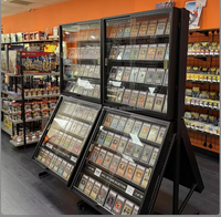 Vitrine de présentation de cartes gradées à 2 niveaux verrouillable avec éclairage LED, présentoir autoportant pour cartes à collectionner TCG pour magasin de détail