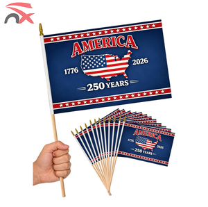 ธงแขวนมือทำมือลายครบรอบ 250 ปี สหรัฐอเมริกา สำหรับตกแต่งห้อง <span class=keywords><strong>บ้าน</strong></span> สนามหญ้า ฉากหลัง งานพาเหรด พร้อมเสาไม้ขนาด 30 ซม. ผ้าโพลีเอสเตอร์ 75D พร้อม Nuoxin - Product Image 5