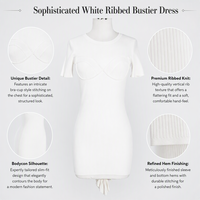 Robe mini côtelée blanche unie pour femme, manches courtes, col rond, moulante, pour fêtes et tenues quotidiennes