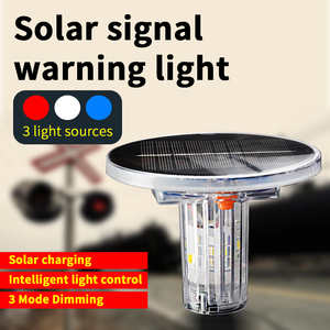 Feux de signalisation solaires LED bleus/blancs/rouges, balise de navigation marine, lampe d'avertissement stroboscopique - Product Image 1