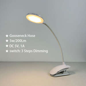 Mini lampe de lecture rechargeable 3 étapes, blanc, flexible, <span class=keywords><strong>facile</strong></span> à lire, lampe de bureau à LED avec pince - Product Image 2