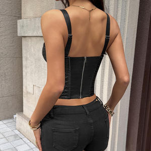 2026 Nieuwe Amerikaanse Retro Tanktop Dames Effen Party Crop Top Hot Girl Lederen <span class=keywords><strong>Corset</strong></span> Slank Sexy Club <span class=keywords><strong>Corset</strong></span> Top - Product Image 6