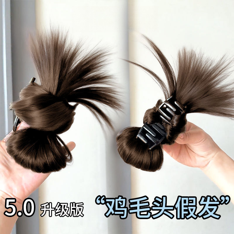 กิ๊บติดผมแบบมวย [สีน้ำตาลอ่อน] ไม่มียางรัดผม