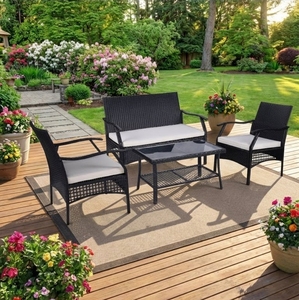 [BeNK] Juego de Muebles de Jardín de Mimbre de Nuevo Diseño para Porche, Jardín, Patio Trasero, Césped, con Mesa de Vidrio, Gran Venta 2026 - Product Image 4