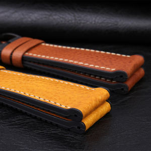 Correa de cuero + goma híbrida Vintage para reloj, banda de silicona impermeable de 18/20/21/22/23/24mm, venta al por mayor - Product Image 3