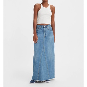 Jupe sur mesure pour femmes, coton de haute qualité, denim bleu délavé vintage, jupe longue pour femmes - Product Image 2