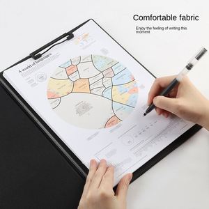 A4 PU Leather Business Office Clipboard Writing Board <b>Folder</b> Foldable Portfolio With Storage Pocket <b>File</b> Binder Stationery - Product Image 5