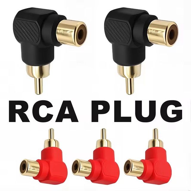 90 Degree RCA Right Angle Connector Plug Adapters Male To Female M/F 90 Degree Elbow Audio Adapter