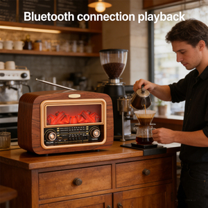 <span class=keywords><strong>Radio</strong></span> rétro classique Estyle NS-904BT AM/<span class=keywords><strong>FM</strong></span> avec lecteur USB/TF - Rechargeable 1500-2000mAh, article de décoration portable pour la maison - Product Image 3