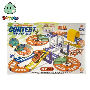 Zhiquttoys mainan Slot jalur listrik, warna-warni dengan rel mobil DIY untuk anak-anak mainan edukasi plastik uniseks Set rel kereta api ABS