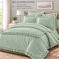 Ensemble de literie à volants personnalisé, marque privée, en coton lavé, style Cottagecore, comprenant une housse de couette et une jupe de lit, pour marques de boutiques