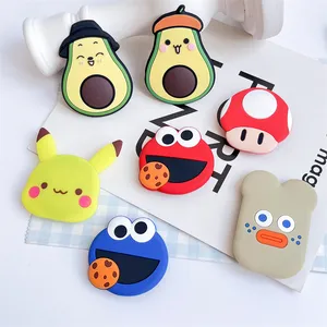 Großhandel Silikon 2D Cartoon Handy halter PVC Telefon Gip Socket Eject Handy Zubehör Custom