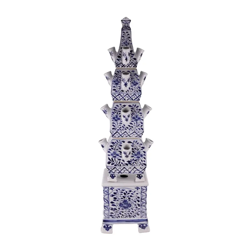 Традиционный сине-белый фарфор RZKR53, витой цветочный узор, пятислойная пагода, домашний декор