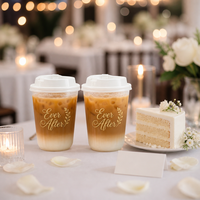 Gobelets en plastique PP givré imprimés sur mesure 12oz 16oz 20oz jetables en forme de U pour thé boba, café glacé et fêtes