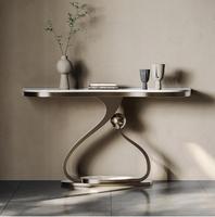 Table console moderne simple en acier inoxydable Table lumineuse de luxe Rock Board Design Home Living Room Table de couloir à boîtier très étroit