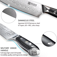 Set Pisau Dapur Berkualitas Tinggi 3-in-1 Baja Damascus VG10 Jepang 67 Lapis 8 inci/7 inci/5 inci Dengan Gagang G10