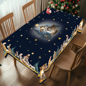 Nappe de Noël personnalisée imprimée, lavable, en polyester, pour table à manger, décoration de la maison pour les fêtes - Product Image 3