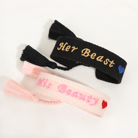 Bracelets tissés personnalisés à la mode, logo d'amitié personnalisé, bracelet réglable pour couple, broderie d'amour, bracelet pour la Saint-Valentin