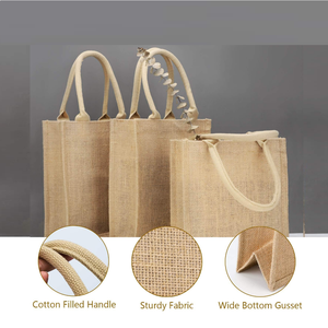 Bolsa de compras de Yute natural 100%, ecológica con asa de algodón, nuevo diseño, producto orientado a la exportación al por mayor de Bangladesh - Product Image 4